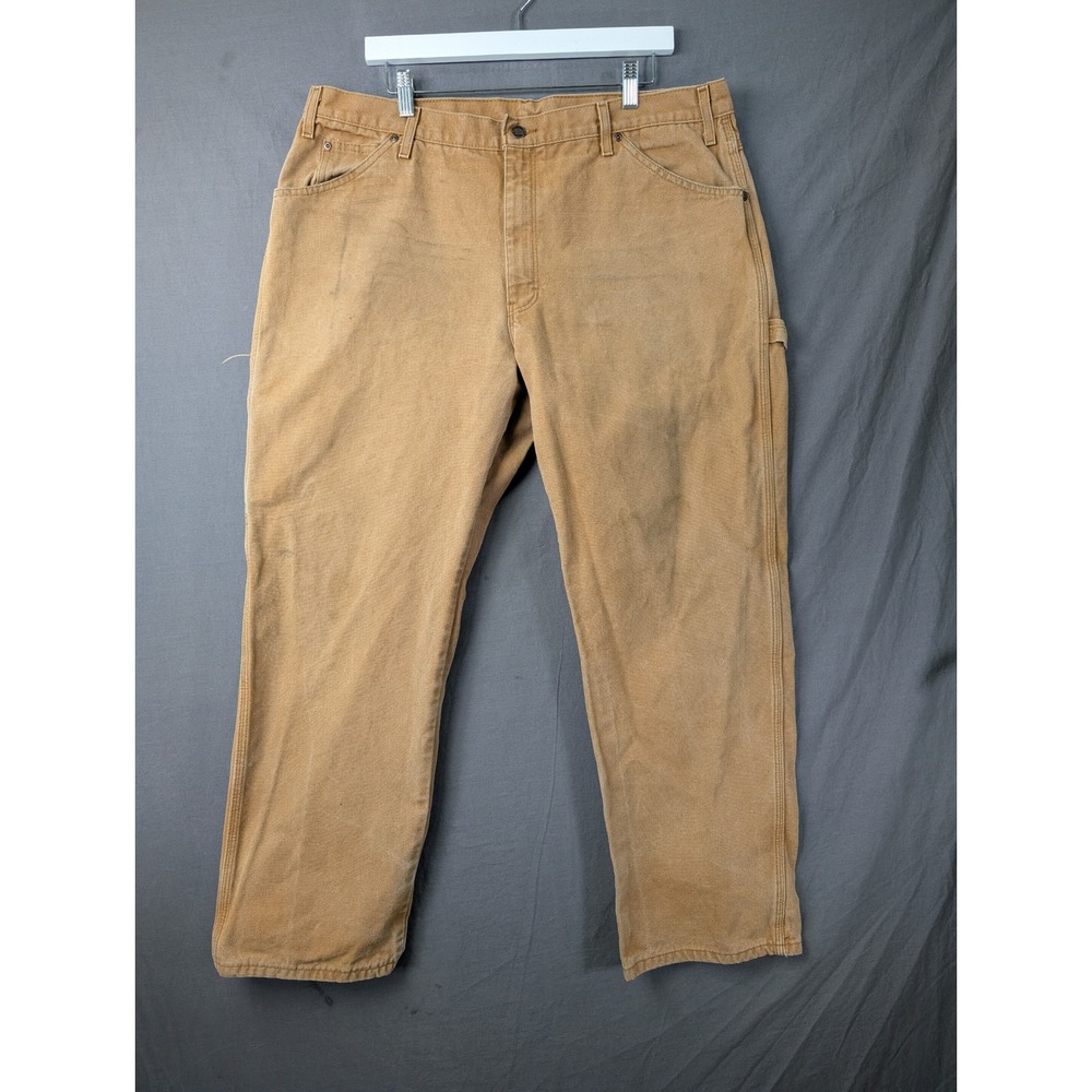 Dickies Mens 38x30 Brown Duck Canvas Carpenter Pants Workwear Utility